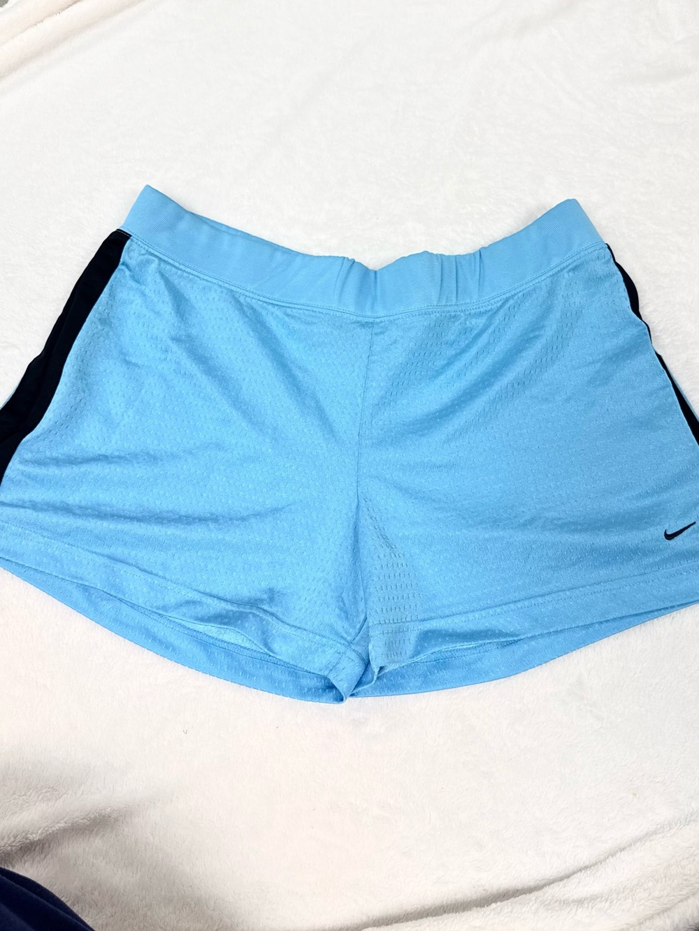 Nike Light Blue Athletic Shorts with Black Side Panels